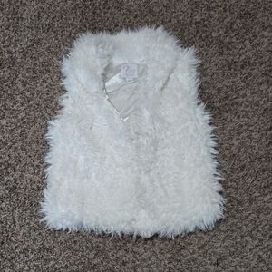 Place White Fluffy Kids Vest